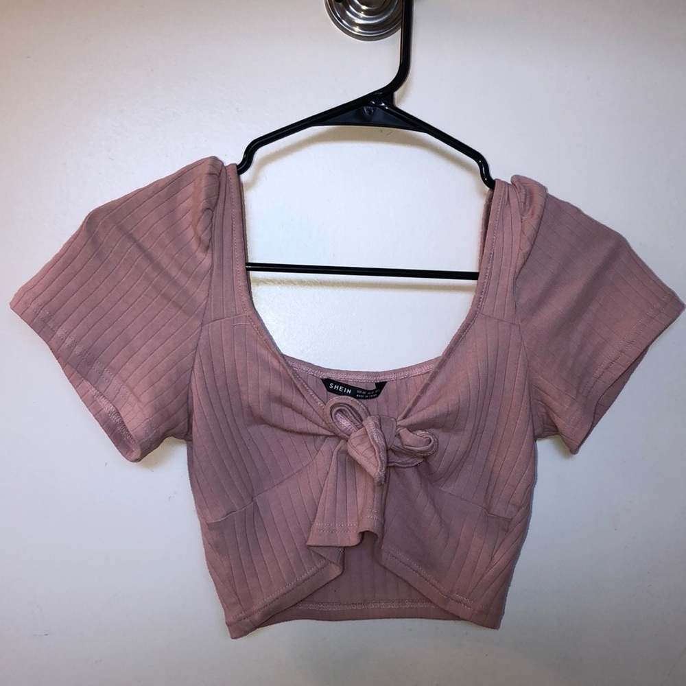 Tie up pink crop top